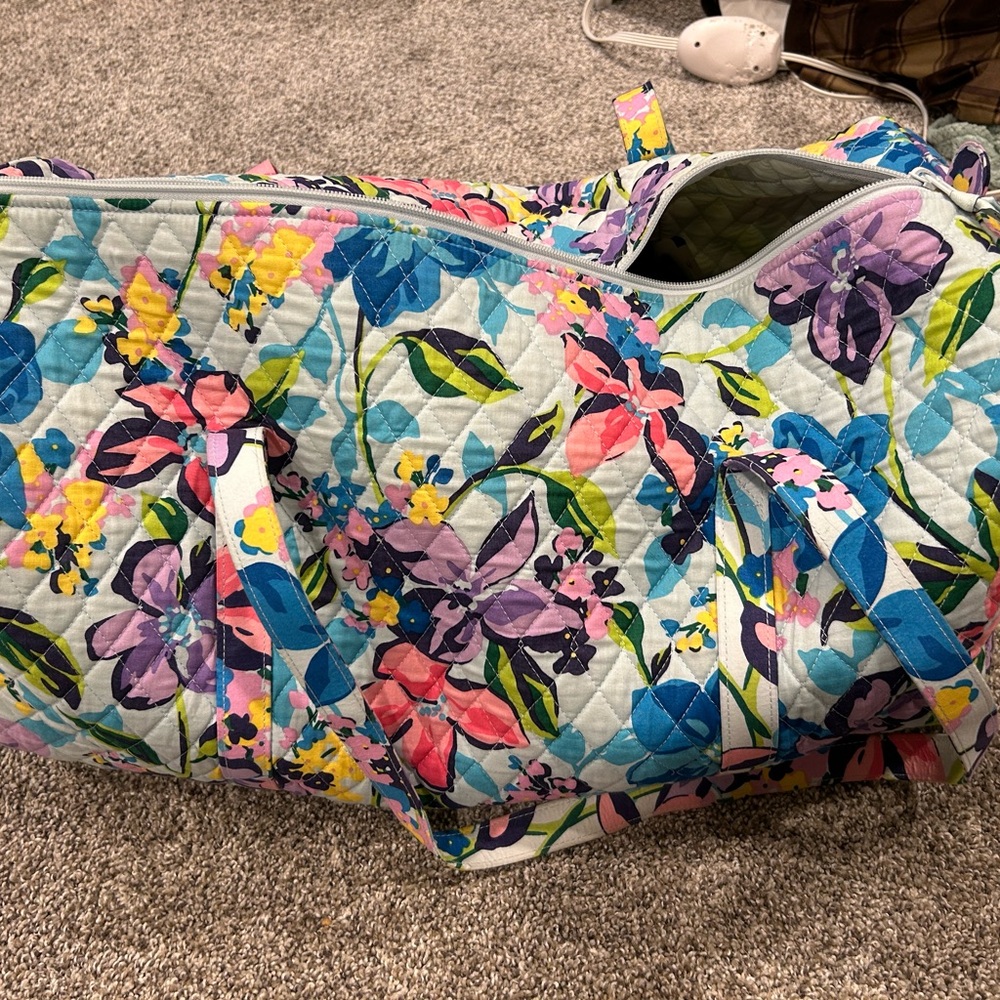 Vera Bradley Blue and Pink Travel Bag with Butterfly Print